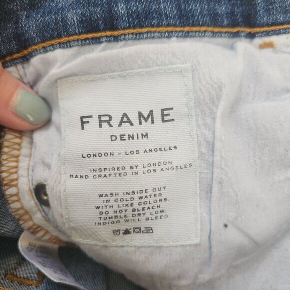 Frame Denim Le Skinny de Jeanne Medium Wash Stretch Skinny Jeans Distressed 26 - Picture 8 of 9